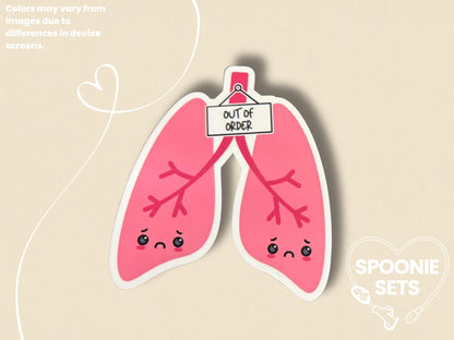 Out of Order Lungs Sticker: Chronic Illness Lung Disease Awareness-2-STK-GLO-005-003-Glossy-Spoonie Sets