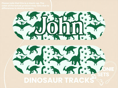 Dinosaur Feeding Tube Pump Sticker: Watercolor Dino, Dinosaur Tracks