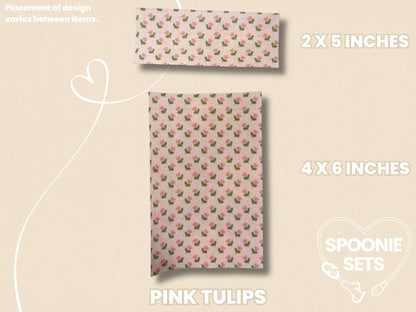 Floral Tubie Tape: Pink Tulips, Neutral Daisies, Wildflowers - Decorative Tape for Feeding Tubes-4-TPE-4X6-001-003-Pink Tulips-4 x 6 Inches-Spoonie Sets