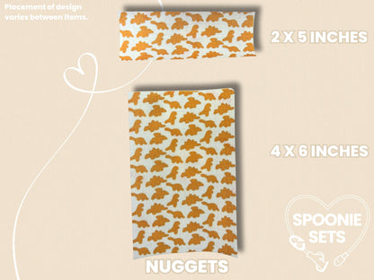 Printed Tubie Tape: Snack Collection Dinosaur Nuggets and Gummy Bears for Feeding Tubes-3-TPE-4X6-002-001-Nuggets-4 x 6 Inches-Spoonie Sets