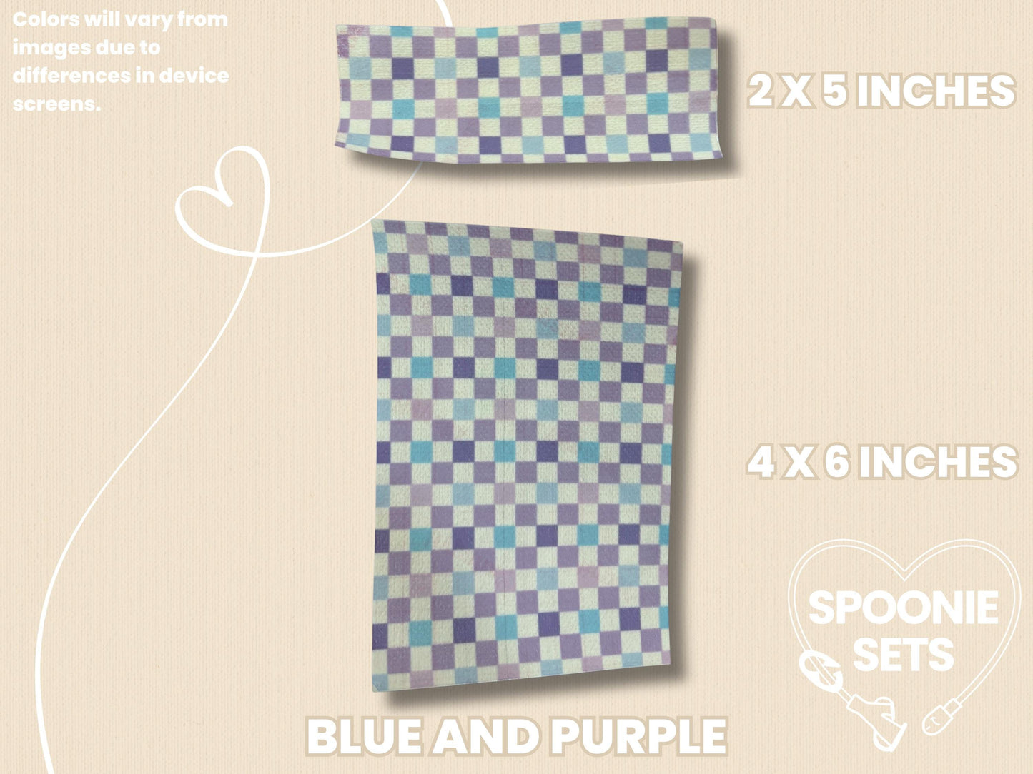 Checkered Print Tubie Tape: Pink, Purple, Green, Blue, Beige for Feeding Tube & Central Line