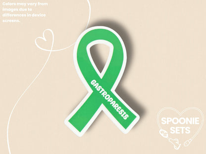 Gastroparesis Awareness Sticker: Green Ribbon Decal, Invisible Illness Advocacy-2-STK-GLO-001-006-Glossy-Spoonie Sets