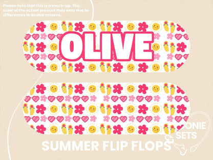 Feeding Tube TPN Pump Sticker: Summer Collection - Floral, Seashells, Flip Flops