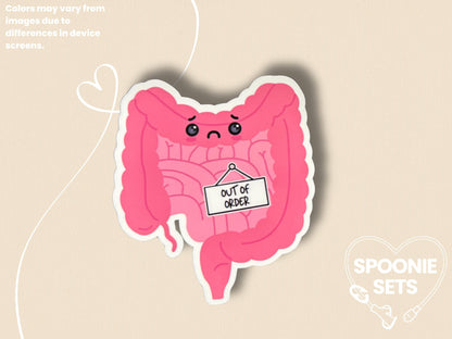 Out of Order Intestines Sticker: Spoonie Invisible Illness Decal-2-STK-GLO-005-001-Glossy-Spoonie Sets