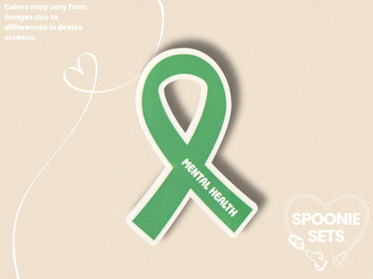 Mental Health Awareness Sticker: Green Ribbon Decal-2-STK-GLO-001-015-Glossy-Spoonie Sets