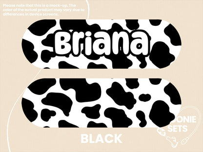 Cow Print Feeding Tube TPN Pump Sticker - Black, Purple, Brown, Pink Animal Print