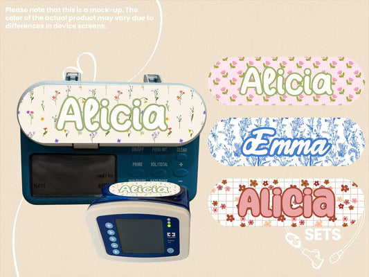 Floral Feeding Tube Pump Sticker: Wildflower, Tulip, Daisy Design