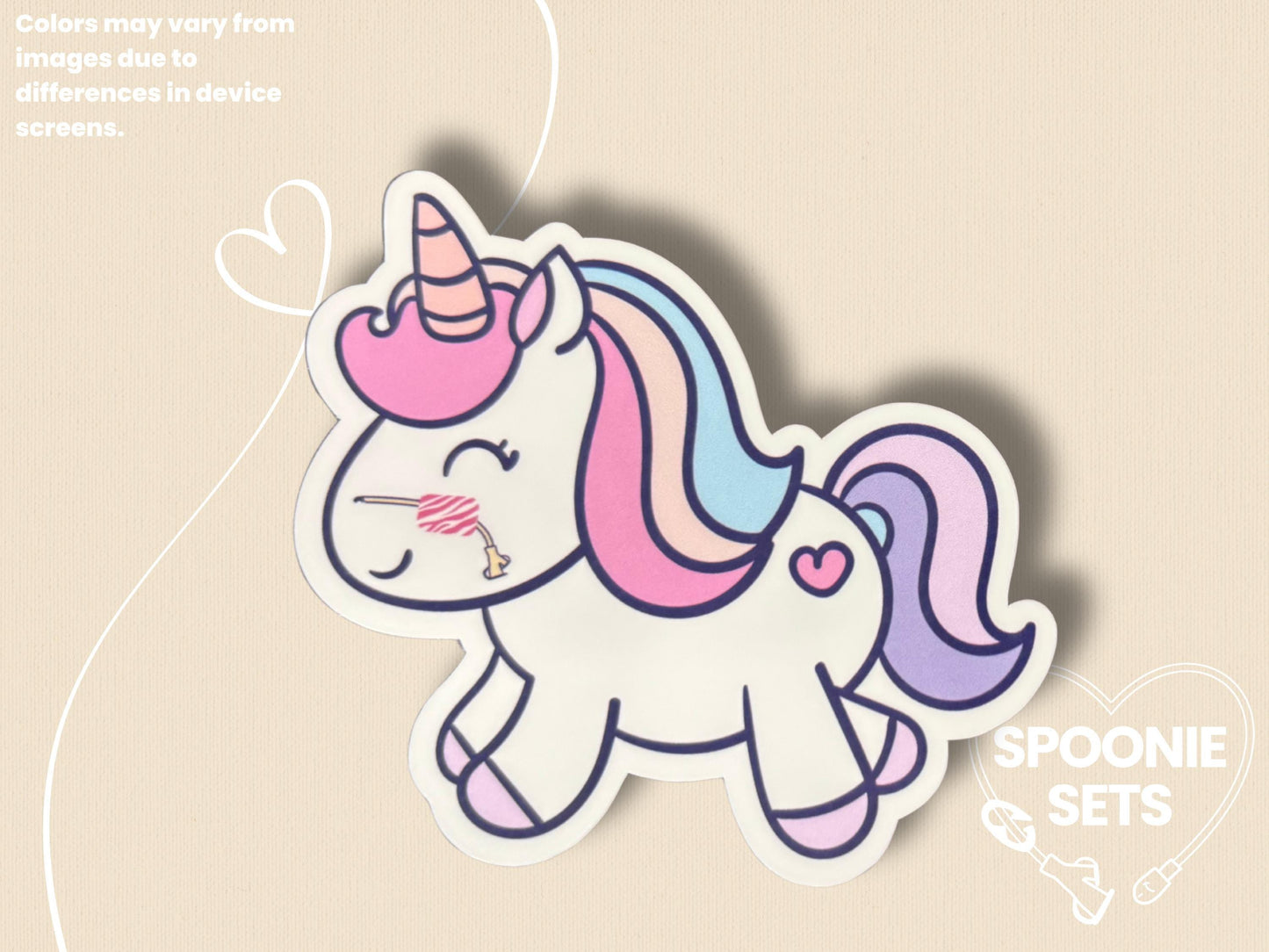 Unicorn Feeding Tube Sticker - Spoonie NG-Tube Tubie Awareness-2-STK-GLO-002-009-Glossy-Spoonie Sets