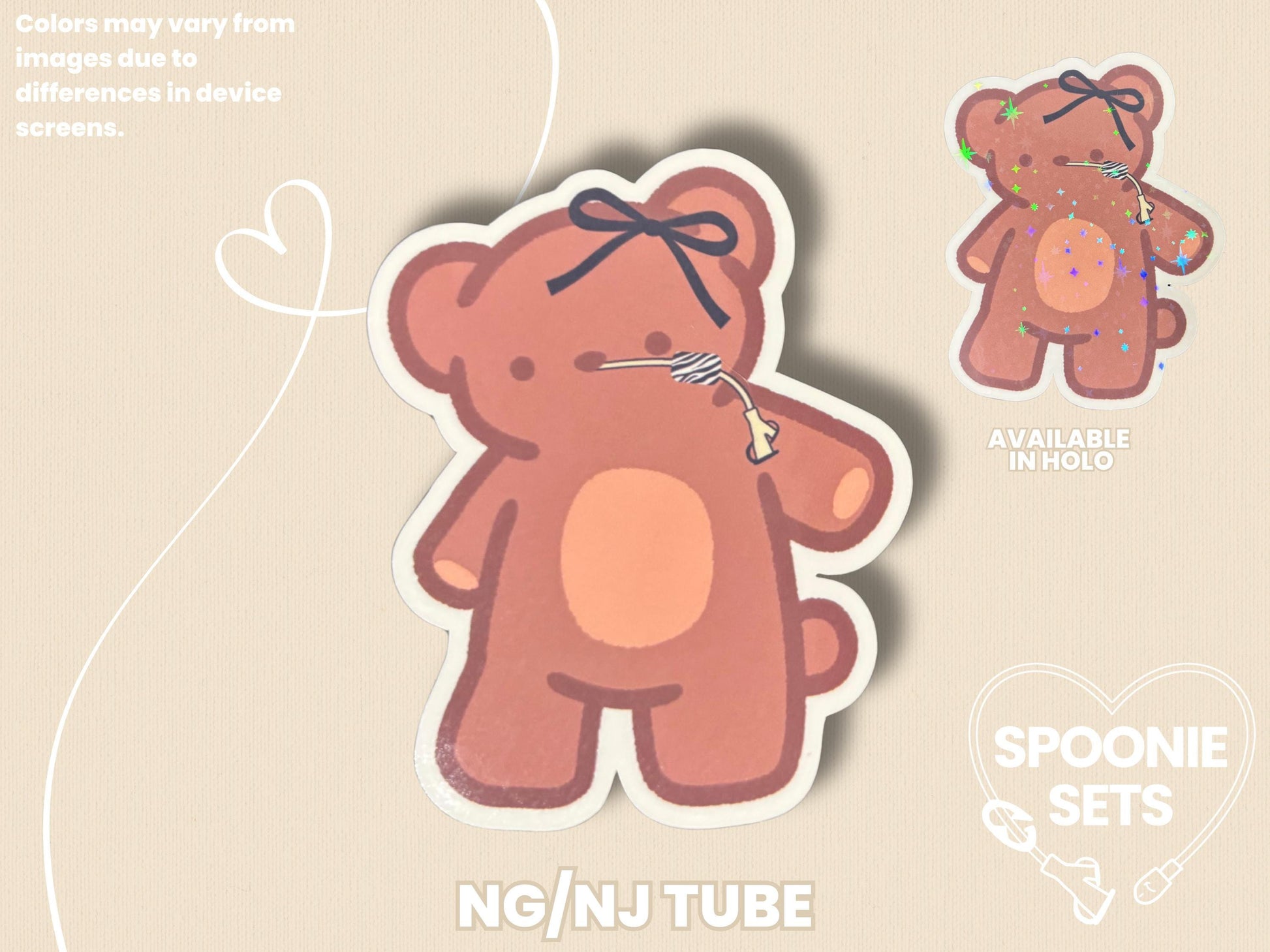 Tubie Teddy Bear Sticker: NG/NJ G/GJ/G Feeding Tube Awareness