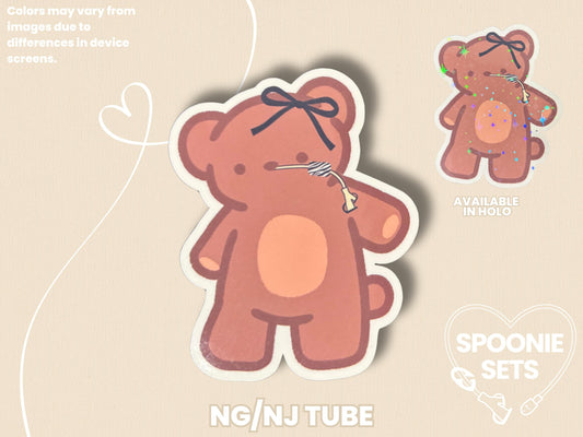 Tubie Teddy Bear Sticker: NG/NJ G/GJ/G Feeding Tube Awareness