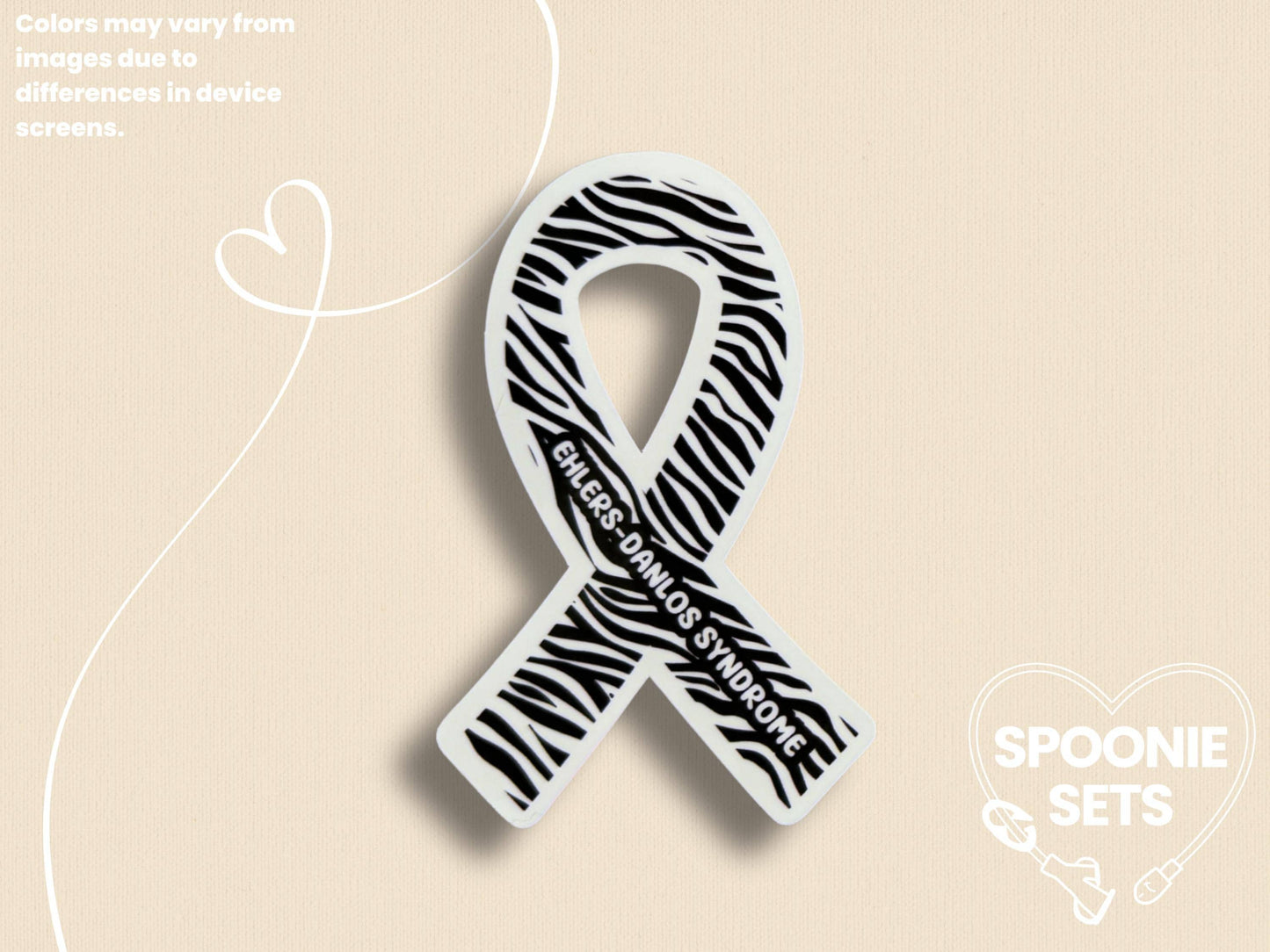 EDS Awareness Sticker: Zebra Ribbon Decal for Ehlers-Danlos Syndrome