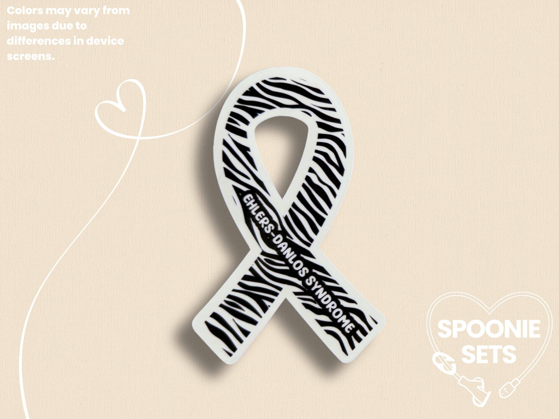 EDS Awareness Sticker: Zebra Ribbon Decal for Ehlers-Danlos Syndrome