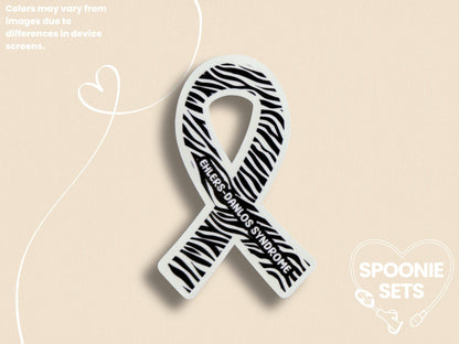 EDS Awareness Sticker: Zebra Ribbon Decal for Ehlers-Danlos Syndrome-2-STK-GLO-001-001-Glossy-Spoonie Sets