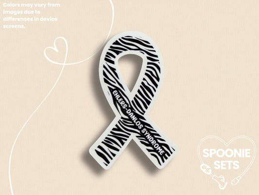 EDS Awareness Sticker: Zebra Ribbon Decal for Ehlers-Danlos Syndrome