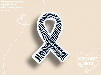 Rare Disease Awareness Sticker: Zebra Ribbon Decal-2-STK-GLO-001-002-Glossy-Spoonie Sets