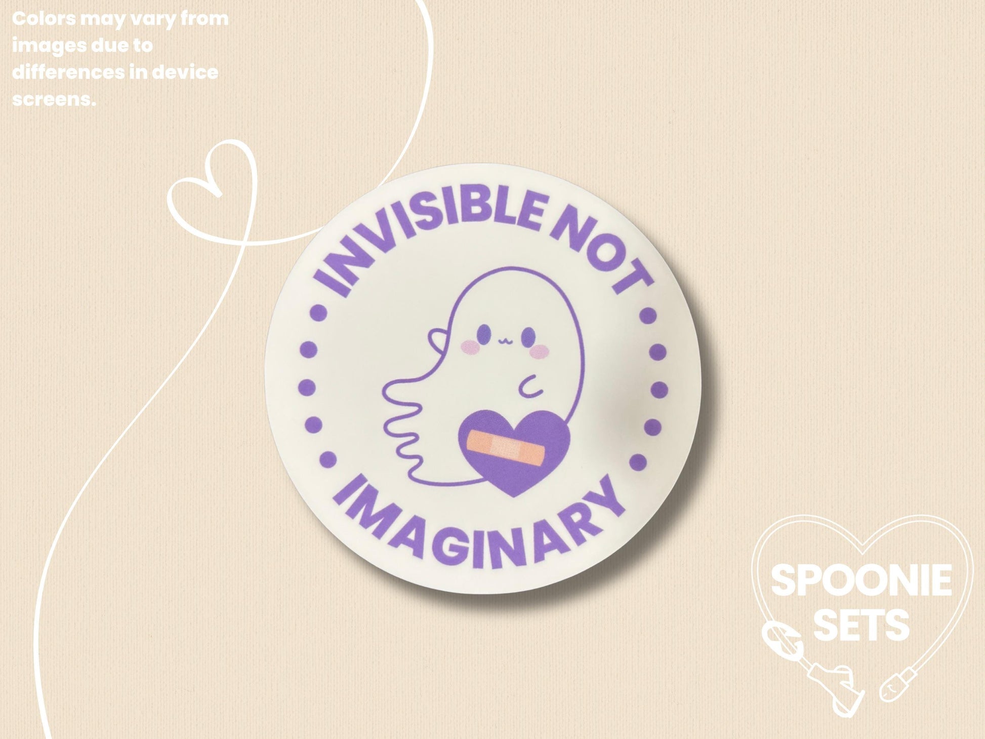 Invisible Not Imaginary Sticker: Spoonie Sticker, Invisible Illness Decal, Chronic Illness Sticker