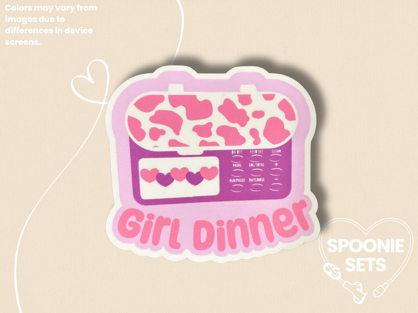 Girl Dinner Infinity Feeding Tube Pump Sticker: Holo Glitter Tubie Decal