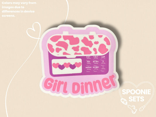 Girl Dinner Infinity Feeding Tube Pump Sticker: Holo Glitter Tubie Decal