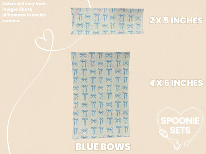 Coquette Tubie Tape: Pink, Purple, Blue, Black, Green Bows - Decorative Feeding Tube Tape-4-TPE-4X6-009-001-Blue Bows-4 x 6 Inches-Spoonie Sets