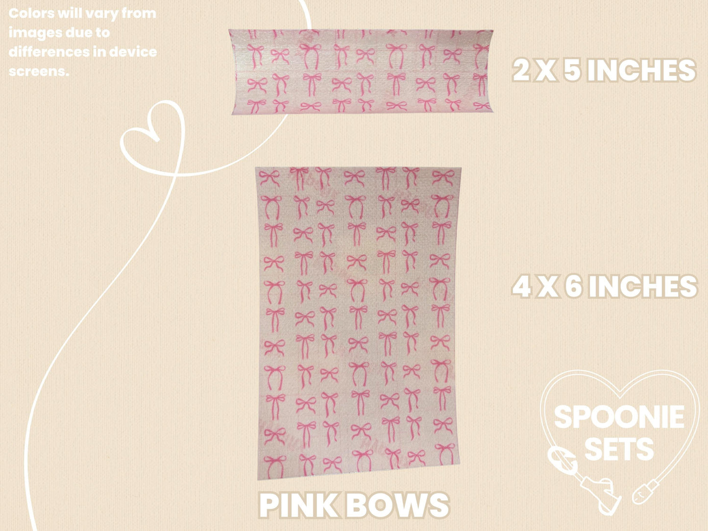 Coquette Tubie Tape: Pink, Purple, Blue, Black, Green Bows - Decorative Feeding Tube Tape-3-TPE-4X6-009-002-Pink Bows-4 x 6 Inches-Spoonie Sets