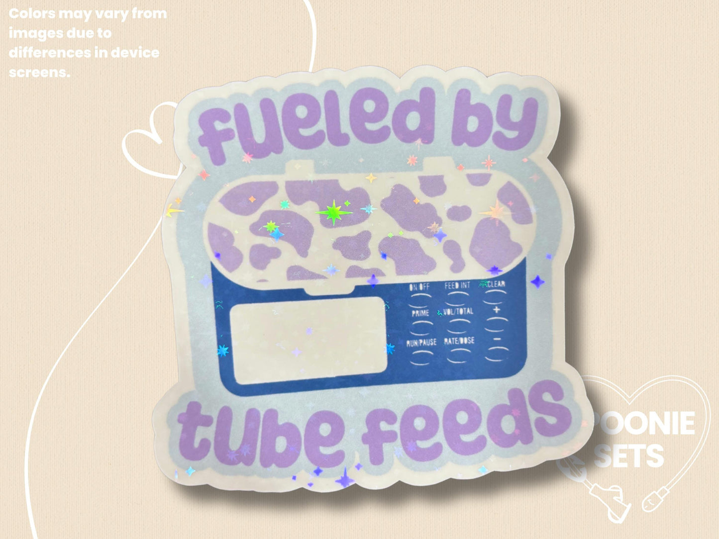 Fueled by Tube Feeds Sticker: Holo Glitter, Chronic Illness Decal
