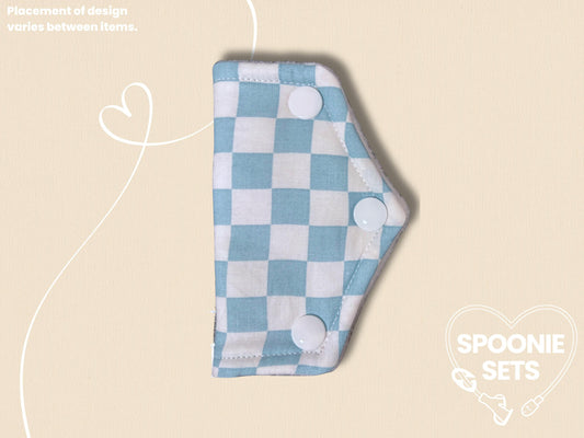 Port Cover - Blue and White Checkered Print for NG/NJ/G/GJ/J Feeding Tubes