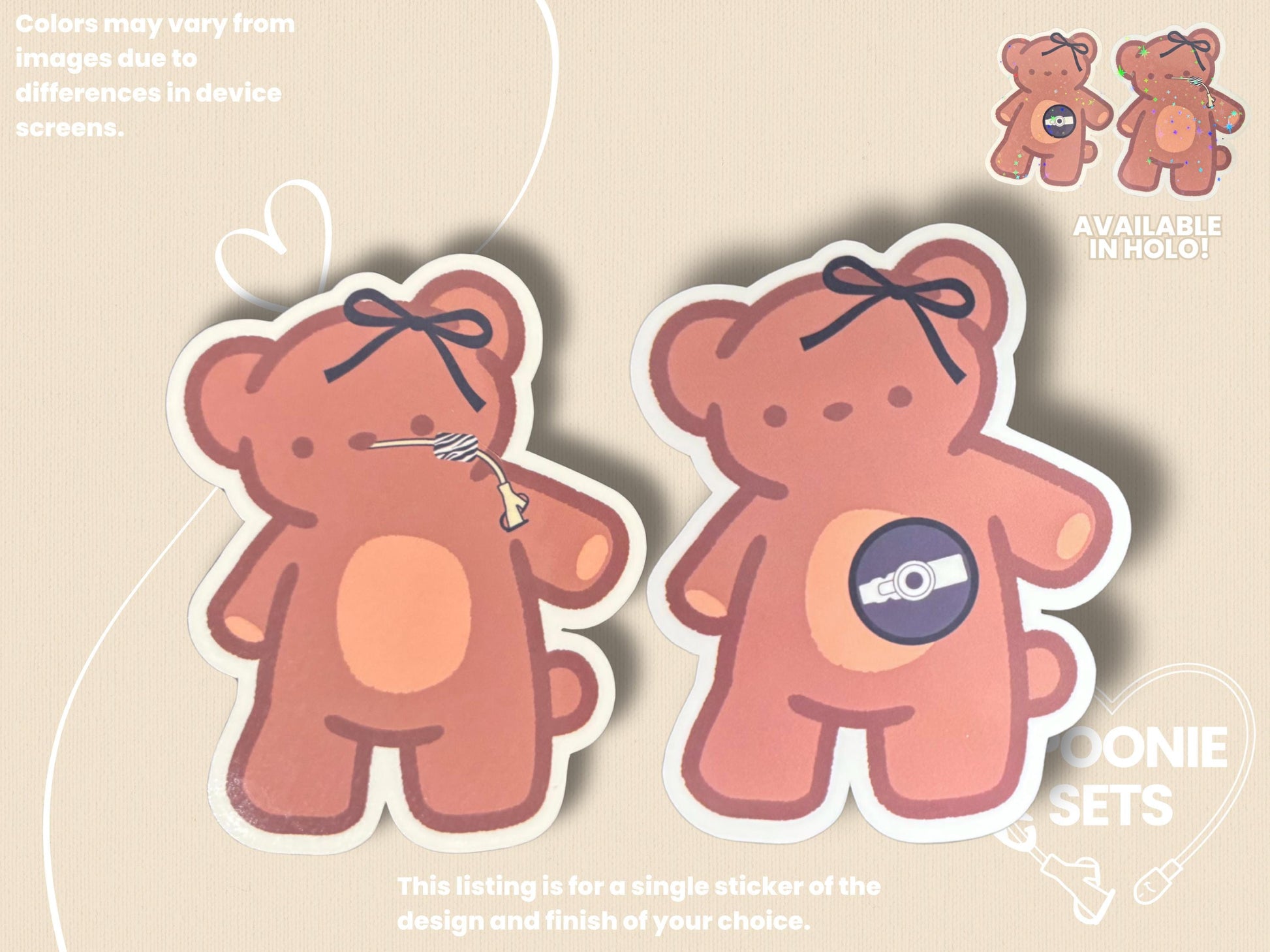Tubie Teddy Bear Sticker: NG/NJ G/GJ/G Feeding Tube Awareness-1-Spoonie Sets