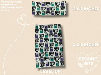 Video Game Tubie Tape: Pixel Art Cat, Level Up Design-2-TPE-4X6-013-001-Level Up-4 x 6 Inches-Spoonie Sets