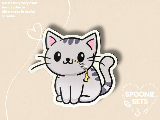 Tubie Tabby Cat Sticker: Feeding Tube Awareness - Spoonie Gift