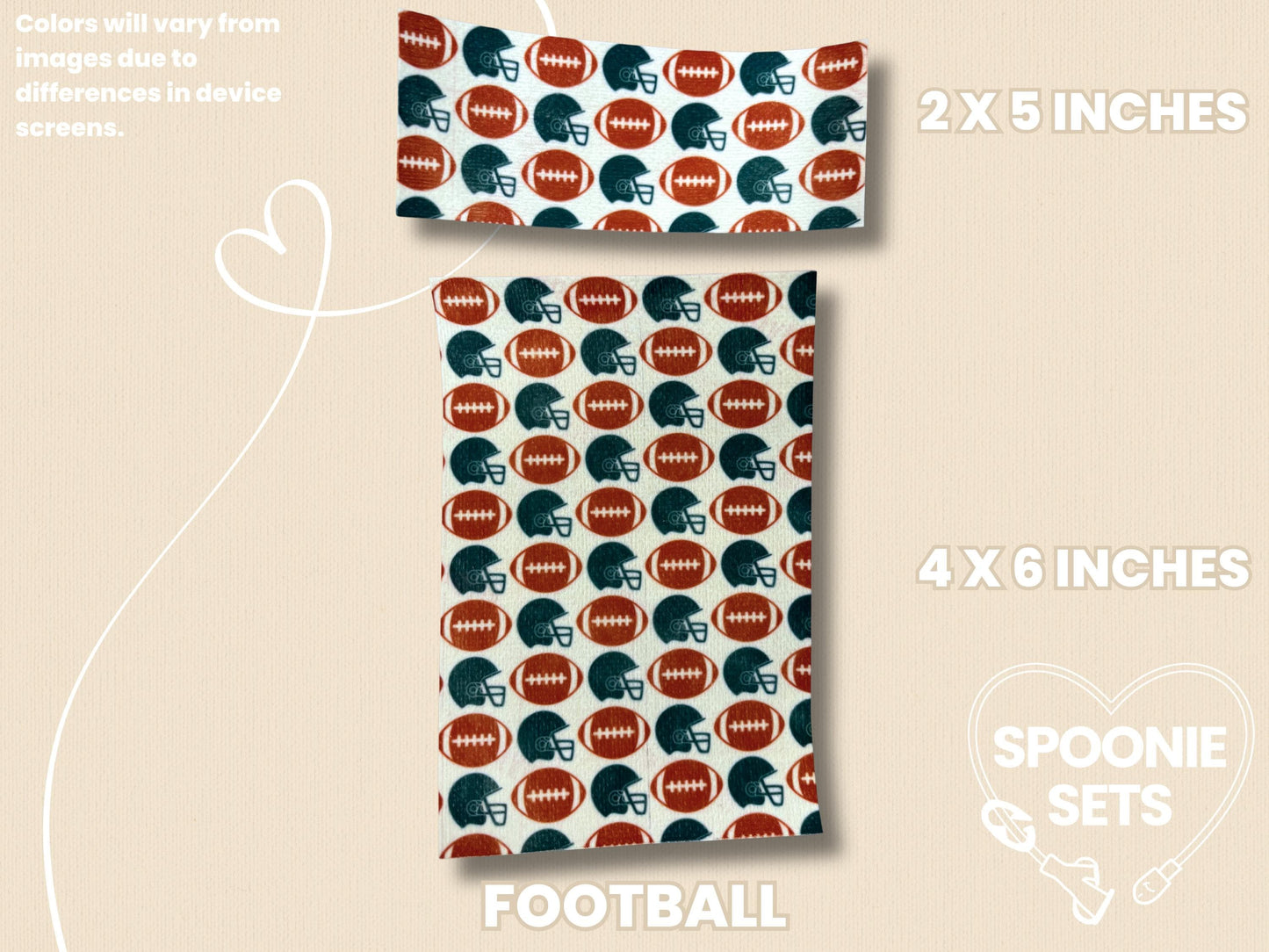 Sports Tubie Tape: Baseball, Football, Basketball, Soccer for NG/NJ Feeding Tube/Central Line-2-TPE-4X6-019-001-Football-4 x 6 Inches-Spoonie Sets