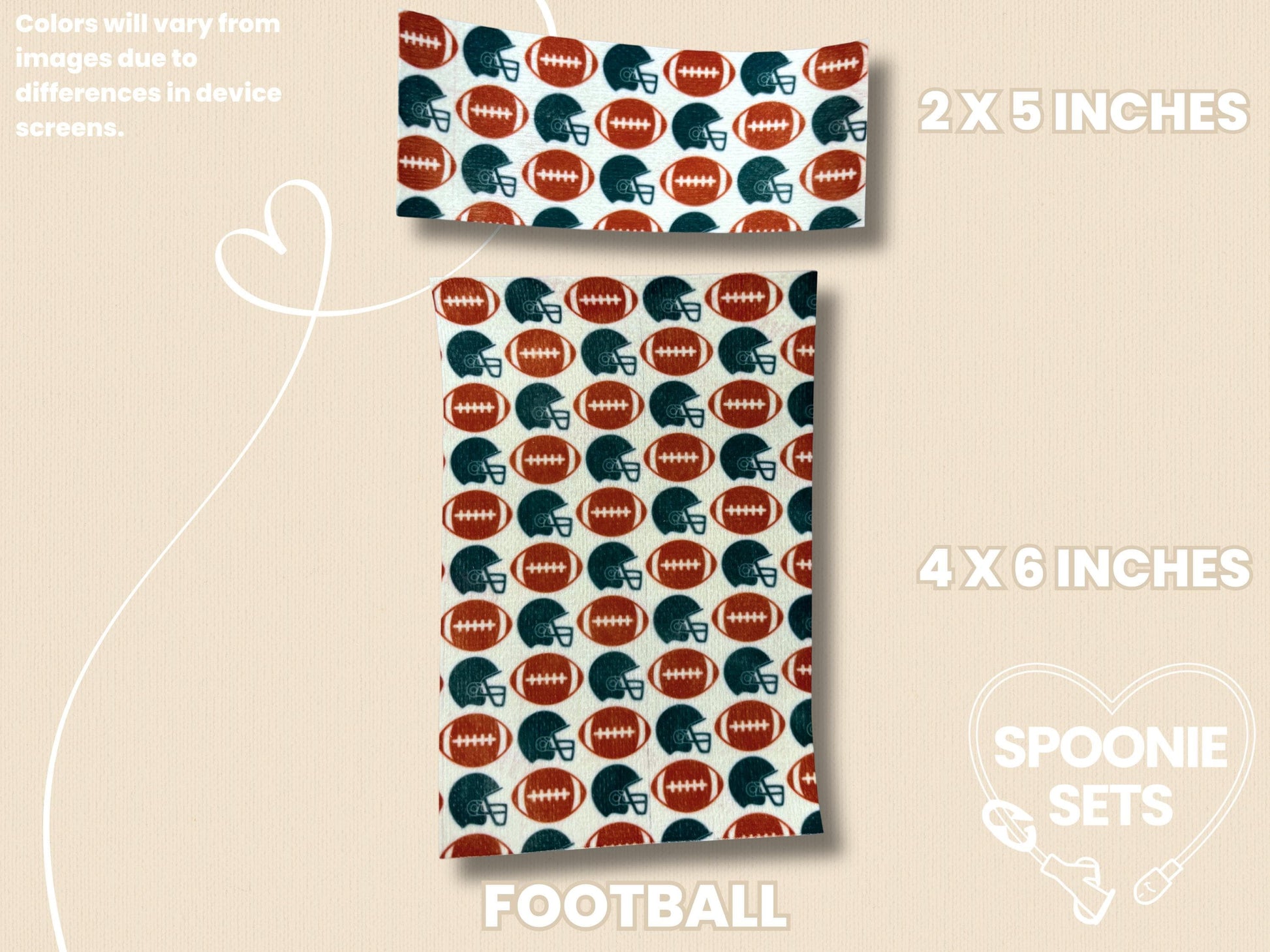 Sports Tubie Tape: Baseball, Football, Basketball, Soccer for NG/NJ Feeding Tube/Central Line-2-TPE-4X6-019-001-Football-4 x 6 Inches-Spoonie Sets