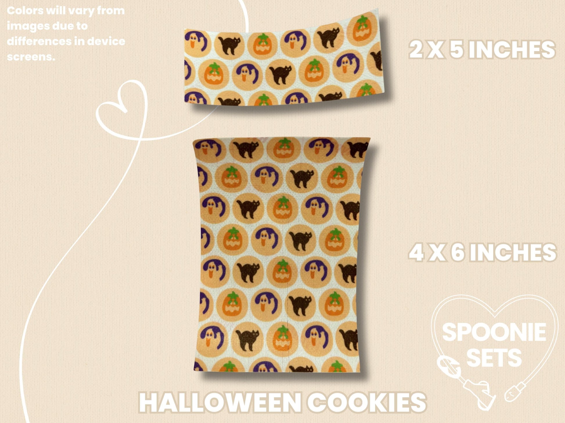 Halloween Tubie Tape: Cookies, Pumpkins, Ghosts, Potions for NG/NJ Feeding Tube/Central Line-3-TPE-4X6-005-001-Halloween Cookies-4 x 6 Inches-Spoonie Sets