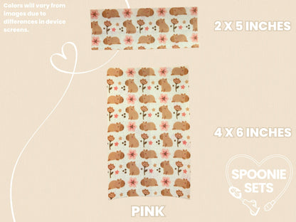 Capybara Tubie Tape: Feeding Tube & Central Line Decoration-5-TPE-4X6-006-002-Pink-4 x 6 Inches-Spoonie Sets