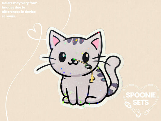 Tubie Tabby Cat Sticker: Feeding Tube Awareness - Spoonie Gift