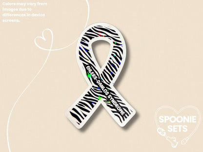 EDS Awareness Sticker: Zebra Ribbon Decal for Ehlers-Danlos Syndrome-1-STK-HOL-001-001-Holographic-Spoonie Sets