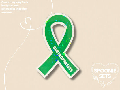Gastroparesis Awareness Sticker: Green Ribbon Decal, Invisible Illness Advocacy-1-STK-HOL-001-006-Holographic-Spoonie Sets