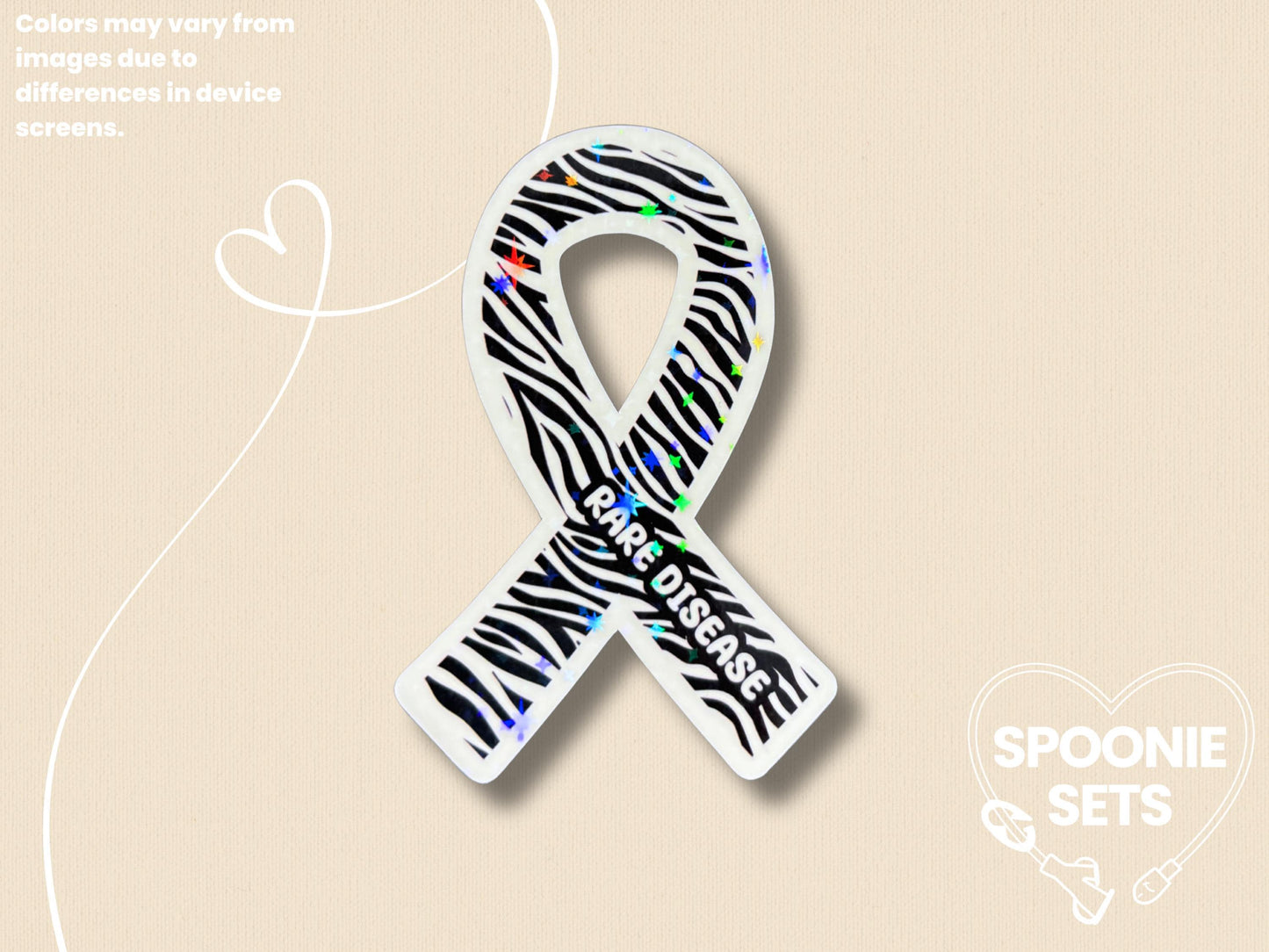 Rare Disease Awareness Sticker: Zebra Ribbon Decal