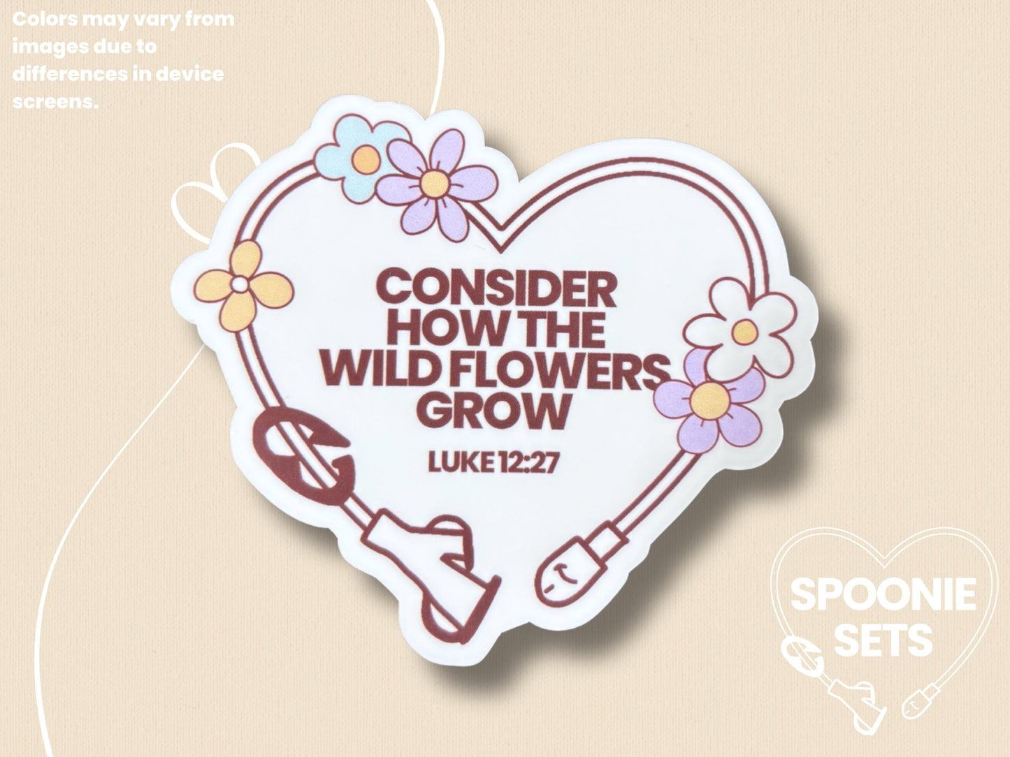 Wildflower Feeding Tube Heart Sticker: Christian Spoonie Decal