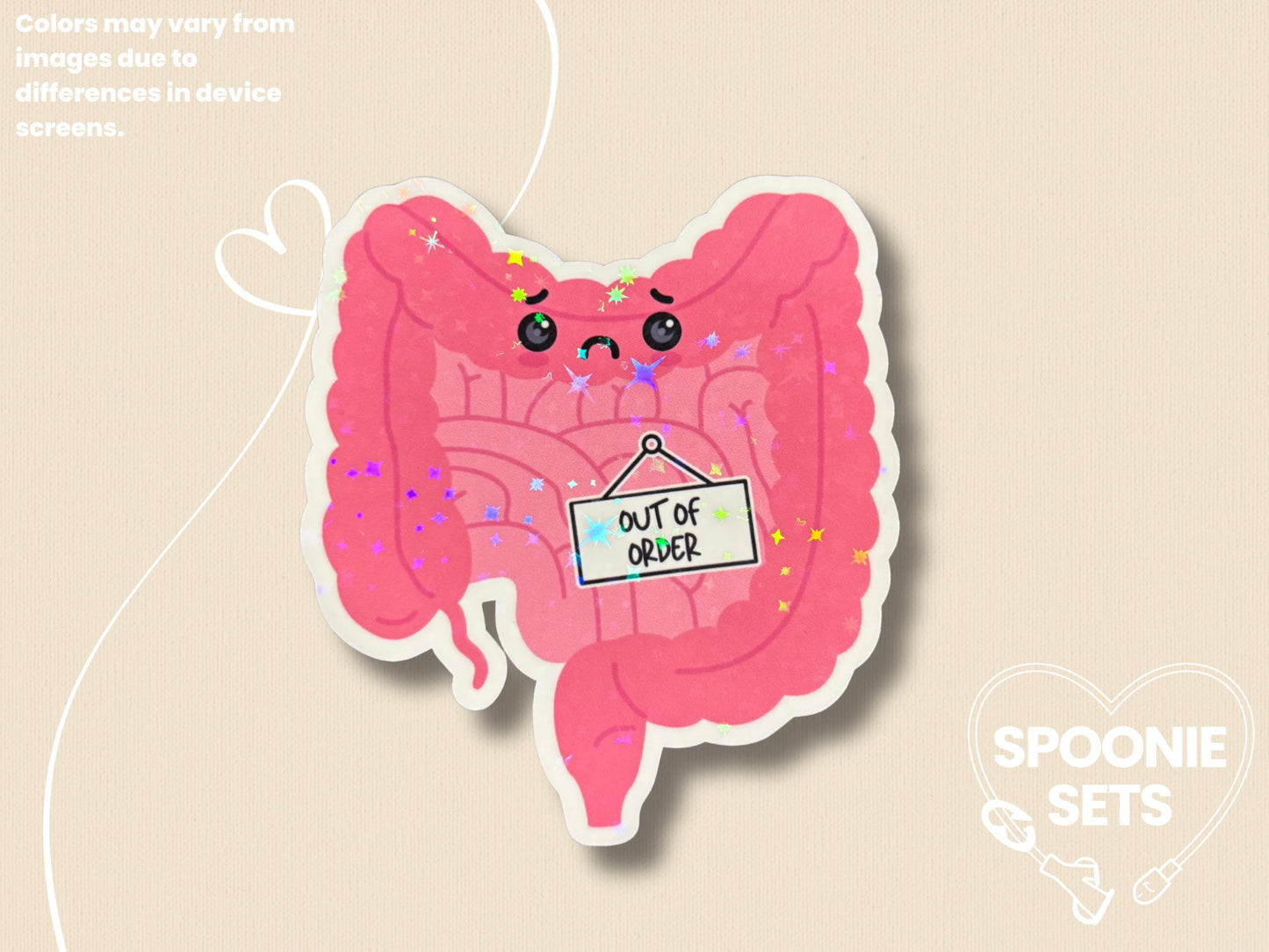 Out of Order Intestines Sticker: Spoonie Invisible Illness Decal-1-STK-HOL-005-001-Holographic-Spoonie Sets