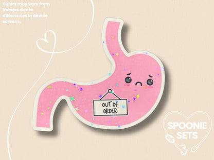 Out of Order Stomach Sticker: Chronic Illness Awareness Decal-1-STK-HOL-005-002-Holographic-Spoonie Sets