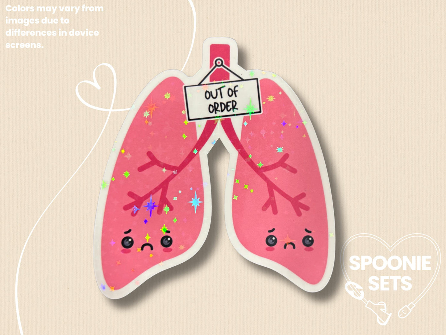 Out of Order Lungs Sticker: Chronic Illness Lung Disease Awareness-1-STK-HOL-005-003-Holographic-Spoonie Sets