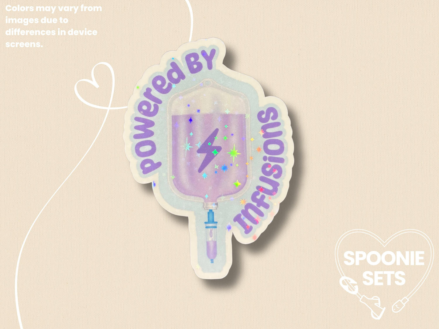 Powered by IV Infusions Sticker: Chronic Illness Support Decal-1-Spoonie Sets