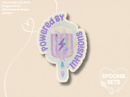 Powered by IV Infusions Sticker: Chronic Illness Support Decal-1-Spoonie Sets