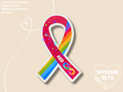 Autism Awareness Ribbon Sticker: ASD Advocacy Decal-1-STK-HOL-001-013-Holographic-Spoonie Sets