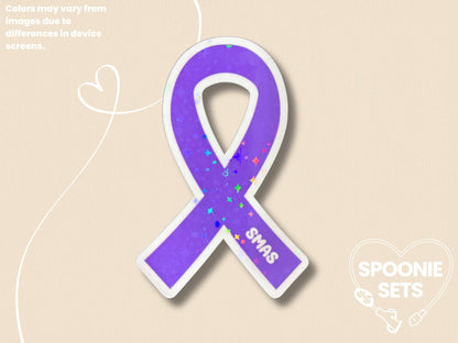 SMAS Awareness Sticker: Purple Ribbon Decal for Vascular Compression Advocacy-1-STK-HOL-001-011-Holographic-Spoonie Sets