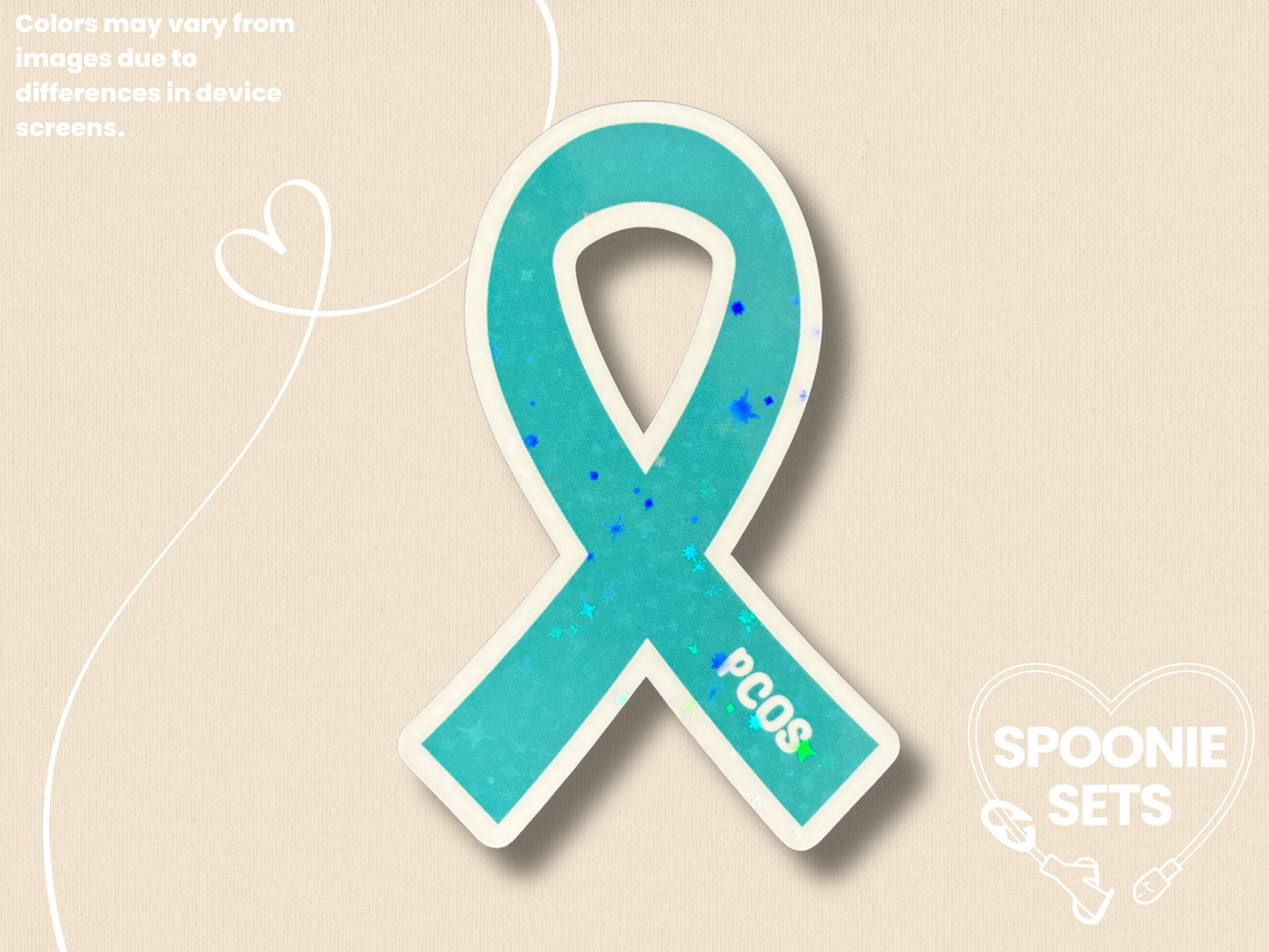 PCOS Awareness Ribbon Sticker: Polycystic Ovarian Syndrome Decal-1-STK-HOL-001-014-Holographic-Spoonie Sets