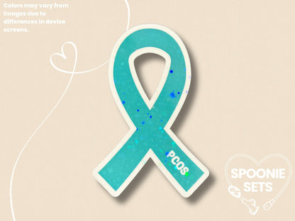 PCOS Awareness Ribbon Sticker: Polycystic Ovarian Syndrome Decal-1-STK-HOL-001-014-Holographic-Spoonie Sets