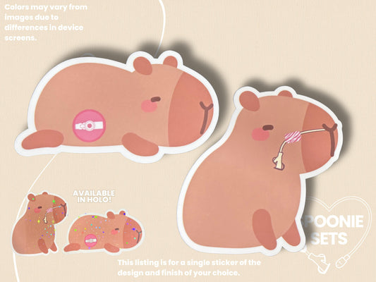Tubie Capybara Sticker: G/GJ/J NG/NJ Feeding Tube Awareness - Spoonie Gift