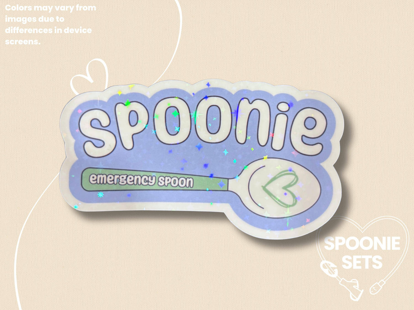 Spoonie Emergency Spoon Sticker: Funny Chronic Illness Awareness Decal-1-STK-HOL-009-002-Holographic-Spoonie Sets