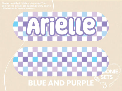 Feeding Tube TPN Pump Sticker: Checkered Designs - Pink, Purple, Blue, Green, Beige